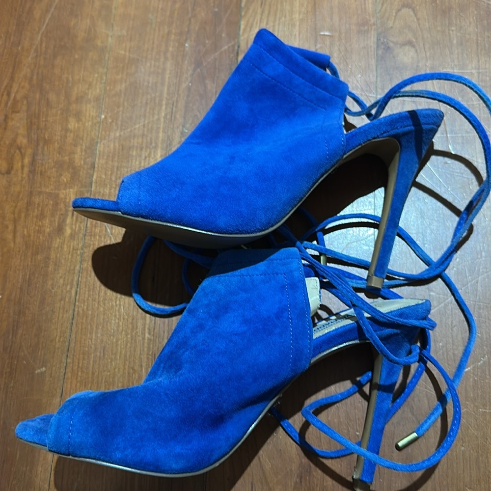 Steve Madden Sophie ankle wrap Blue Suede Lace-Up Heels size 8.5 - Picture 7 of 8